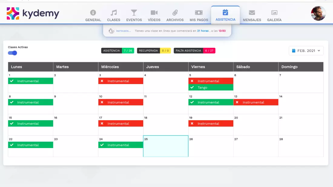 Control de asistencia y planificador de clases